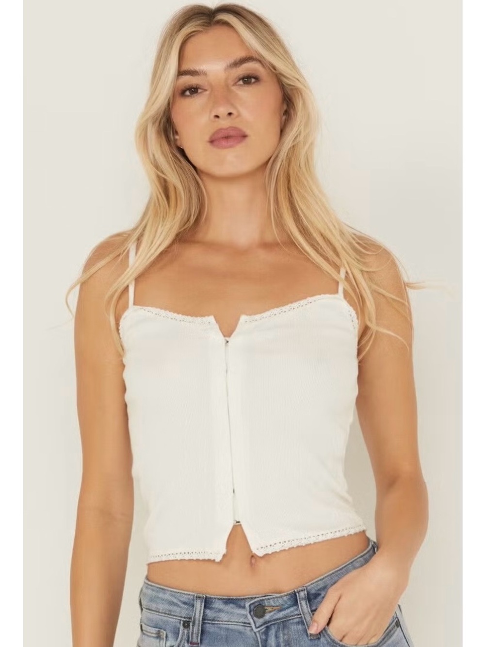 Idyllwind White Lace Trim Cami Top New Medium